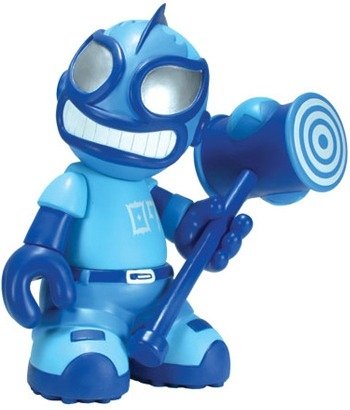 Kidrobot Mascot 07 - El Robo Loco, Blue figure by Tristan Eaton, produced by Kidrobot. Front view.