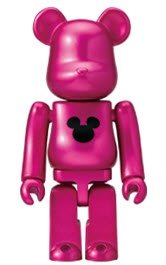 Pink Metallic Be@rbrick figure by Disney, produced by Medicom Toy. Front view.