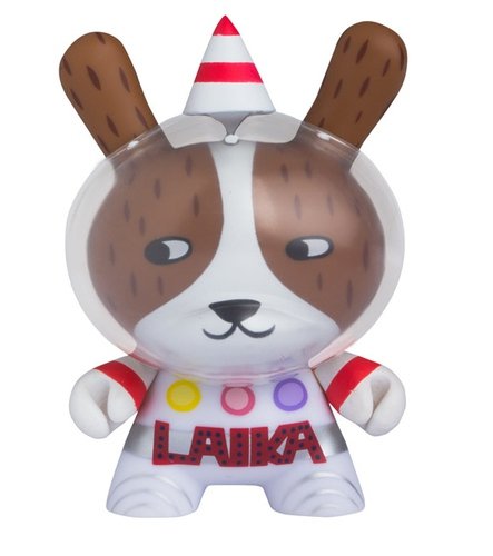Laika figure by Aya Kakeda, produced by Kidrobot. Front view.