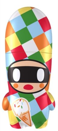 Arlecchino Mimobot figure by Simone Legno (Tokidoki), produced by Mimoco. Front view.