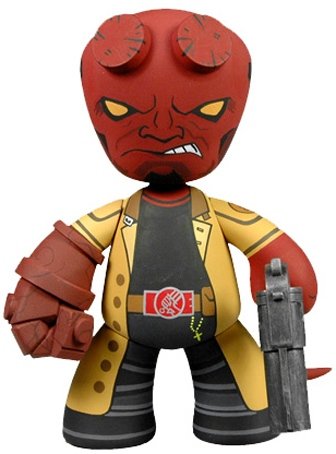 Hellboy figure by Mike Mignola, produced by Mezco Toyz. Front view.