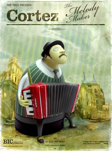 Cortez the Melody Maker figure by Tomi Lahdesmaki , produced by Bic Plastics. Front view.