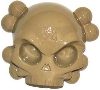 Candy Colored Skullhead - Tan figure by Huck Gee, produced by Fully Visual. Front view.