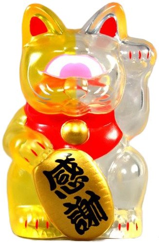 Mini Fortune Cat - Clear Yellow Split figure by Mori Katsura, produced by Realxhead. Front view.
