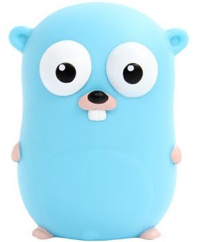 The Go Gopher figure by Renee French. Front view.
