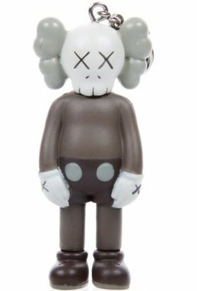 Companion Keychain - Brown figure by Kaws, produced by Original Fake. Front view.