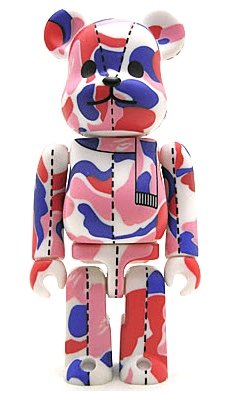 Bape Play Be@rbrick S1 - Tricolor Camo figure by Bape, produced by Medicom Toy. Front view.