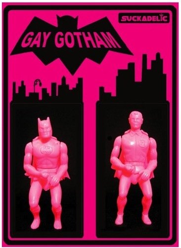 Gay Gotham - SDCC 2013 figure by Sucklord, produced by Suckadelic. Front view.