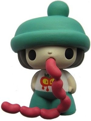 Sugiura-kun figure by Junko Mizuno, produced by Kidrobot. Front view.