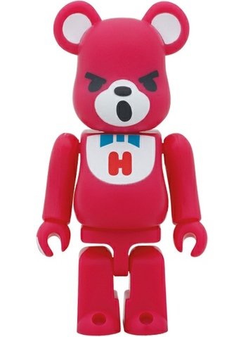 Hysteric Bear Be@rbrick 100% - Red figure by Hysteric Glamour, produced by Medicom Toy. Front view.