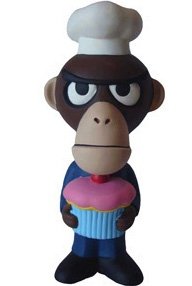 Monkey Assassin Baker figure by Vinnie Fiorello, produced by Funko. Front view.