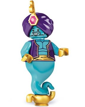 Genie figure by Lego, produced by Lego. Front view.