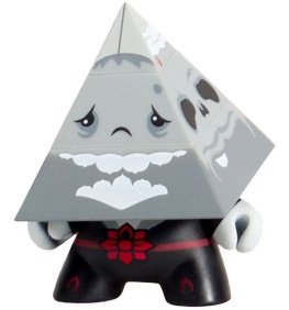 Pyramidun Dunny - Grey Variant figure by Andrew Bell, produced by Kidrobot. Front view.