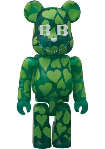 BABBI ♥ Be@rbrick 100% - Cuore Verde figure by Babbi, produced by Medicom Toy. Front view.