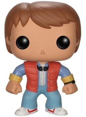 Marty McFly POP! figure by Funko, produced by Funko. Front view.