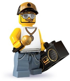 Rapper figure by Lego, produced by Lego. Front view.