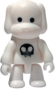 Mini White Dog figure, produced by Toy2R. Front view.