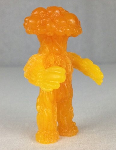 Mushroom People Attack!! Two tone orange figure by Barry Allen, produced by Gorgoloid. Front view.