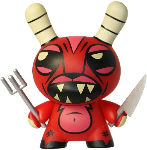 Demon figure by Joe Ledbetter, produced by Kidrobot. Front view.