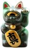 Mini Fortune Cat - Metallic Green w/ Black