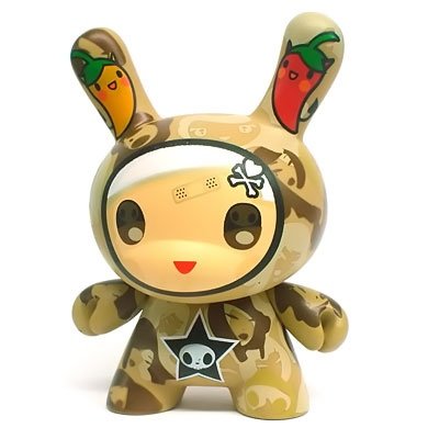 Tokidoki Dunny figure by Simone Legno (Tokidoki), produced by Kidrobot. Front view.