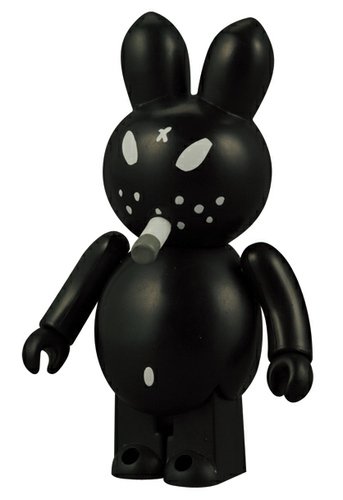 Smorkin Bunny - Black figure by Frank Kozik, produced by Medicom Toy. Front view.