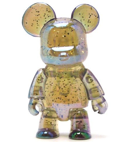 Metallic Bear Qee - Clear Glitter  figure, produced by Toy2R. Front view.
