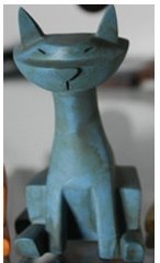 Blue Kitty figure by Ashley Wood, produced by Threea. Front view.