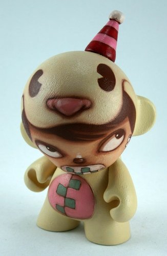 Girl in Bear Suit (Cream & Pink) figure by Kathie Olivas, produced by Kidrobot. Front view.