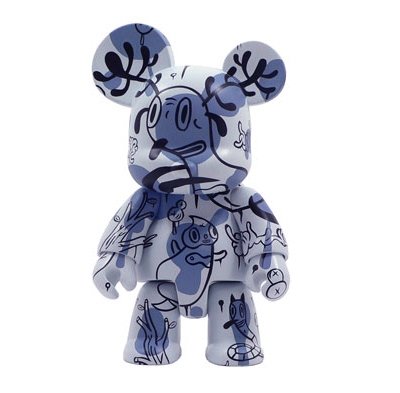 Buckingham Forest Bear- blue edition figure by Gary Baseman, produced by Toy2R. Front view.