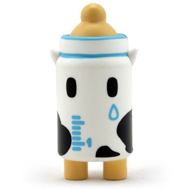 Baby Bottle figure by Simone Legno (Tokidoki), produced by Strangeco. Front view.