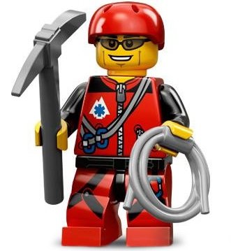 Mountain Climber figure by Lego, produced by Lego. Front view.