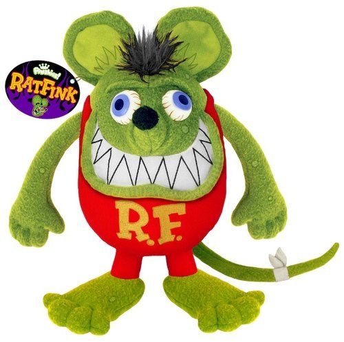 Rat Fink Plushies figure by Ed Roth, produced by Funko. Front view.
