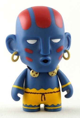 Dhalsim - Blue figure by Capcom, produced by Kidrobot X Capcom. Front view.
