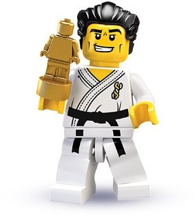 Karate Master figure by Lego, produced by Lego. Front view.