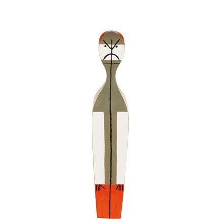 Wooden Doll No. 14 figure by Alexander Girard, produced by Vitra Design Museum. Front view.