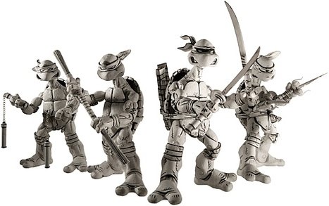 Teenage Mutant Ninja Turtle Black and White Box Set figure, produced by Neca. Front view.