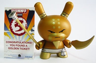 The Grandfather - Golden Ticket Dunny figure by Huck Gee, produced by Kidrobot. Front view.