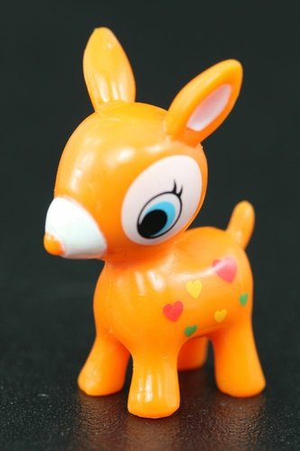 Orange Puchi Babie Deer  figure, produced by Prime Nakamura. Front view.