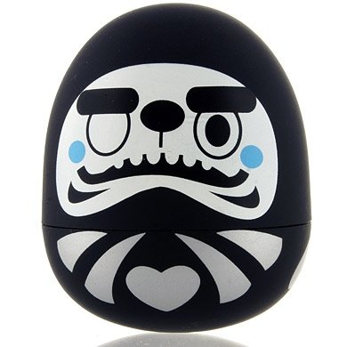 Black Daruma figure by Tado, produced by Kidrobot. Front view.