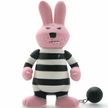 Mookie - Jail Variant figure by Frank Kozik, produced by Kidrobot. Front view.