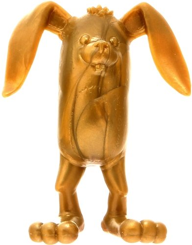 BUNNYWITH... um nothing?! - Gold Chase figure by Alex Pardee. Front view.