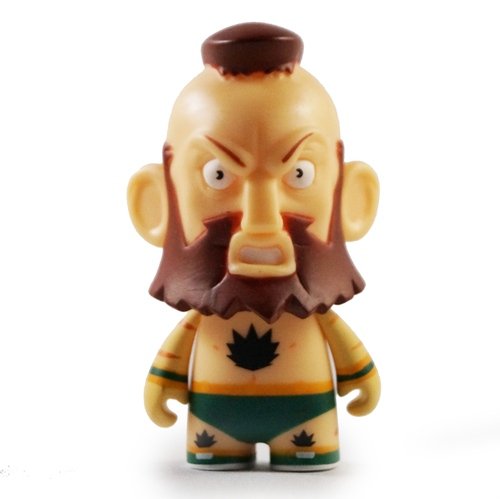 Zangief (Green) figure by Capcom, produced by Kidrobot. Front view.