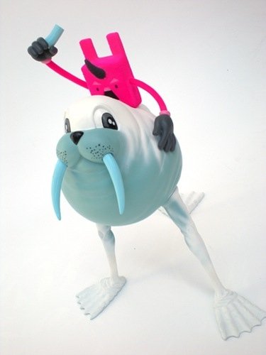 Walrus Rider - Pink Flocked figure by Alex Pardee, produced by The Loyal Subjects. Front view.