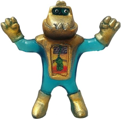 Green-Gold Leader Turtle Tetsujin figure by Peter Kato. Front view.