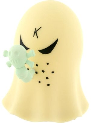 Booger figure by Frank Kozik, produced by Kidrobot. Front view.