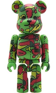 Bape Play Be@rbrick 100% S2 - Starcamo figure by Bape, produced by Medicom Toy. Front view.
