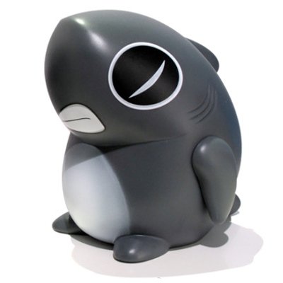 Baby Sharky figure by Keithing (Keith Poon), produced by Toyqube. Front view.