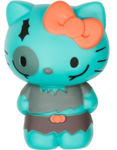 Hello Kitty Horror Mystery Minis - Turquoise Zombie figure by Sanrio, produced by Funko. Front view.