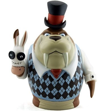 Walrus - Blue Argyle figure by Greg Craola Simkins, produced by Upper Playground. Front view.